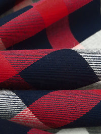 Midnight Navy/White/Crimson Cotton/Rayon Plaid Weave Yarn-Dyed Shirting - NY Designer - 58W