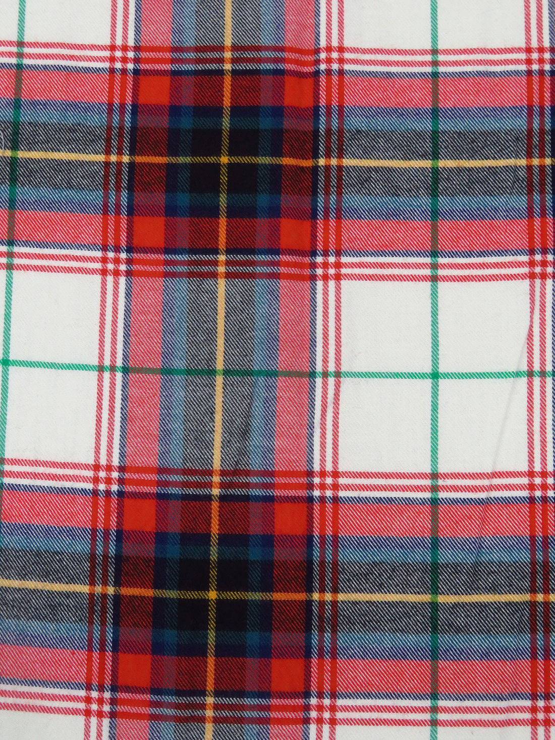 Off-White/Dark Vermilion/Sea Green/Multi 100% Cotton Plaid Weave Yarn-Dyed Flannel Shirting - NY Designer - 58W