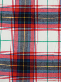 Off-White/Dark Vermilion/Sea Green/Multi 100% Cotton Plaid Weave Yarn-Dyed Flannel Shirting - NY Designer - 58W