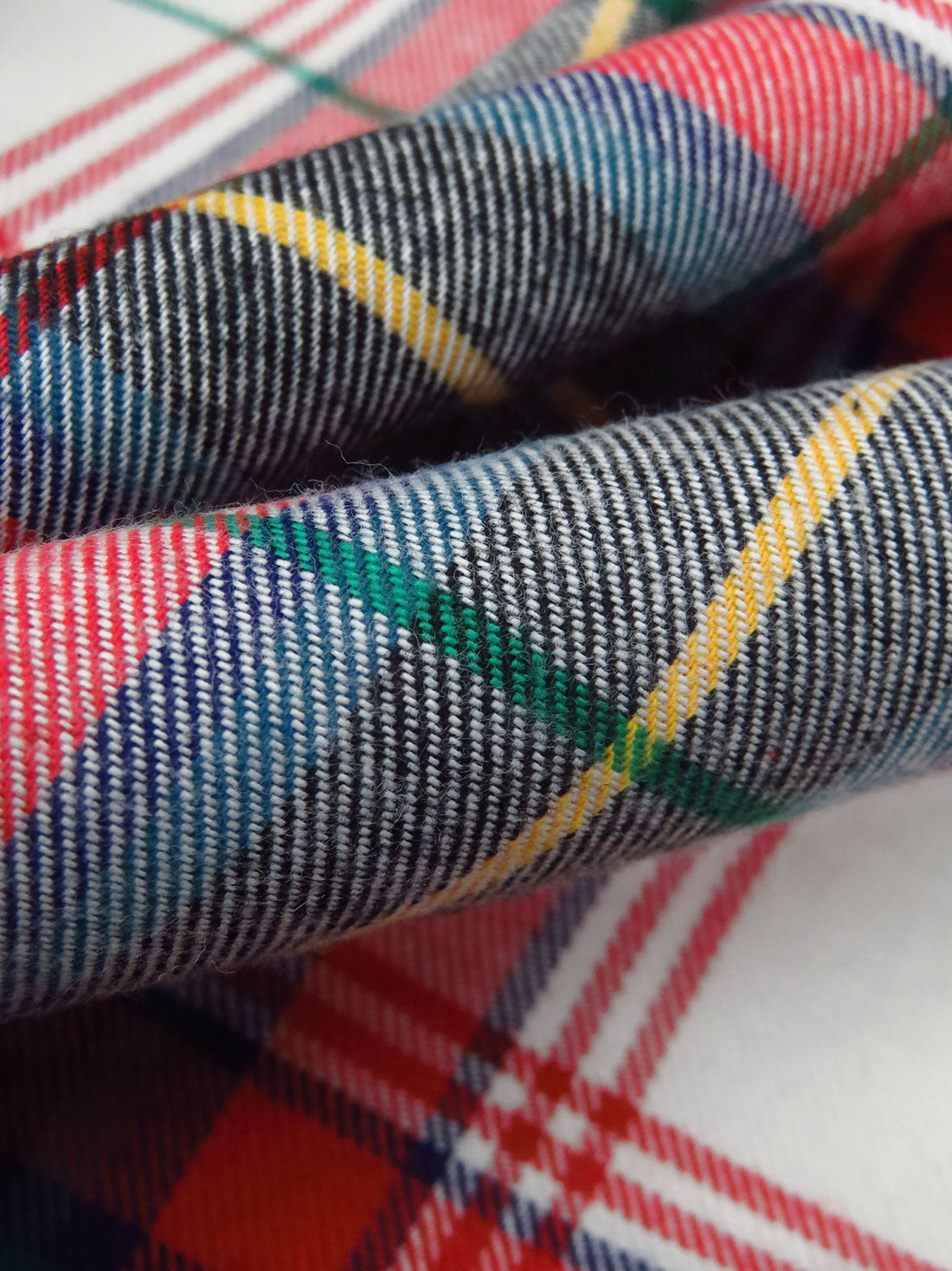 Off-White/Dark Vermilion/Sea Green/Multi 100% Cotton Plaid Weave Yarn-Dyed Flannel Shirting - NY Designer - 58W