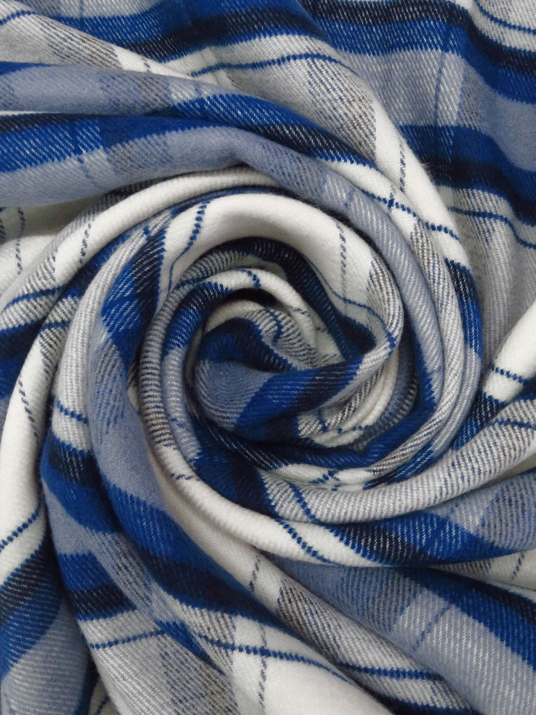 Off-White/Dark Blue/Midnight Navy/Multi Polyester/Rayon/Lycra Plaid Weave Coating - NY Designer - 54W