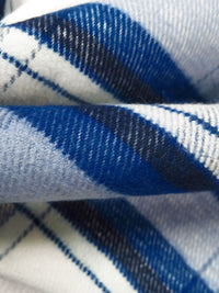 Off-White/Dark Blue/Midnight Navy/Multi Polyester/Rayon/Lycra Plaid Weave Coating - NY Designer - 54W