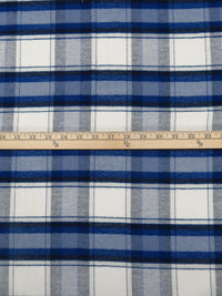 Off-White/Dark Blue/Midnight Navy/Multi Polyester/Rayon/Lycra Plaid Weave Coating - NY Designer - 54W