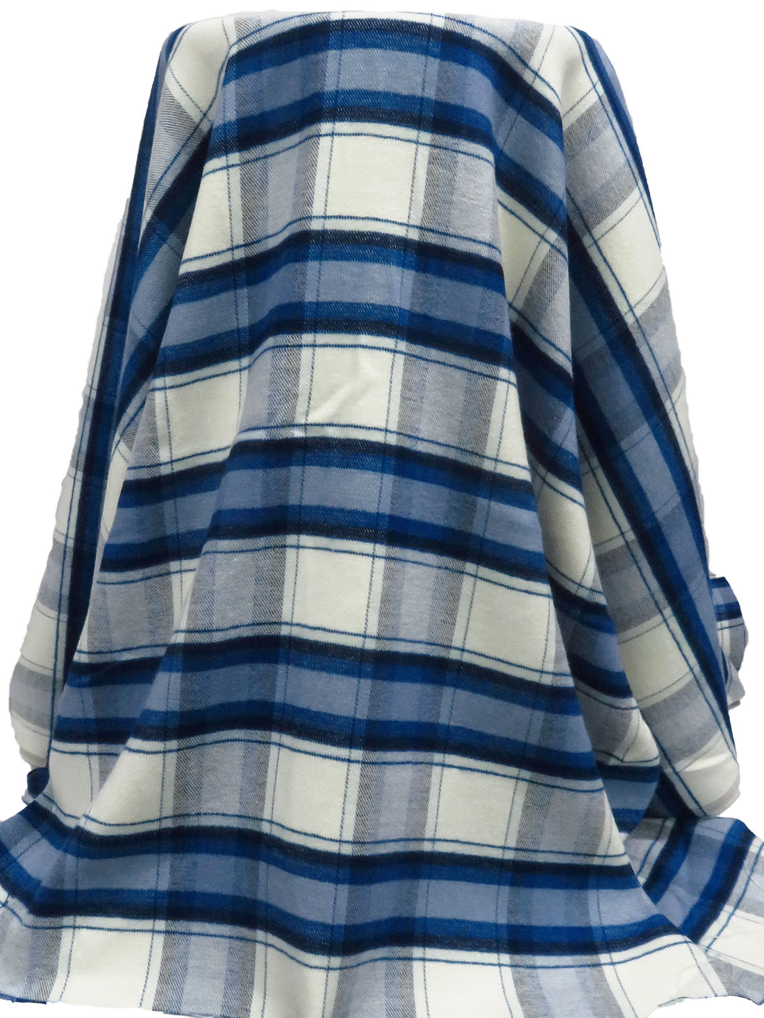 Off-White/Dark Blue/Midnight Navy/Multi Polyester/Rayon/Lycra Plaid Weave Coating - NY Designer - 54W