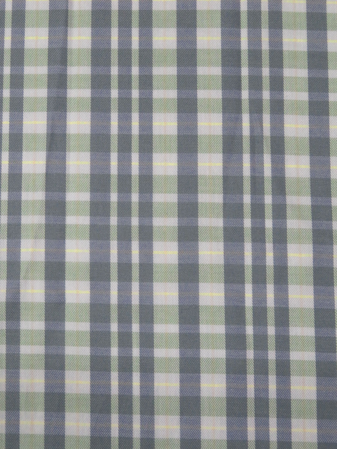 Sage/Flax/Slate Gray/Multi 100% Cotton Yarn-Dyed Plaid Weave Shirting - NY Designer - 56W