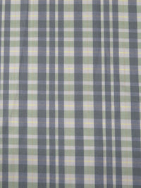 Sage/Flax/Slate Gray/Multi 100% Cotton Yarn-Dyed Plaid Weave Shirting - NY Designer - 56W