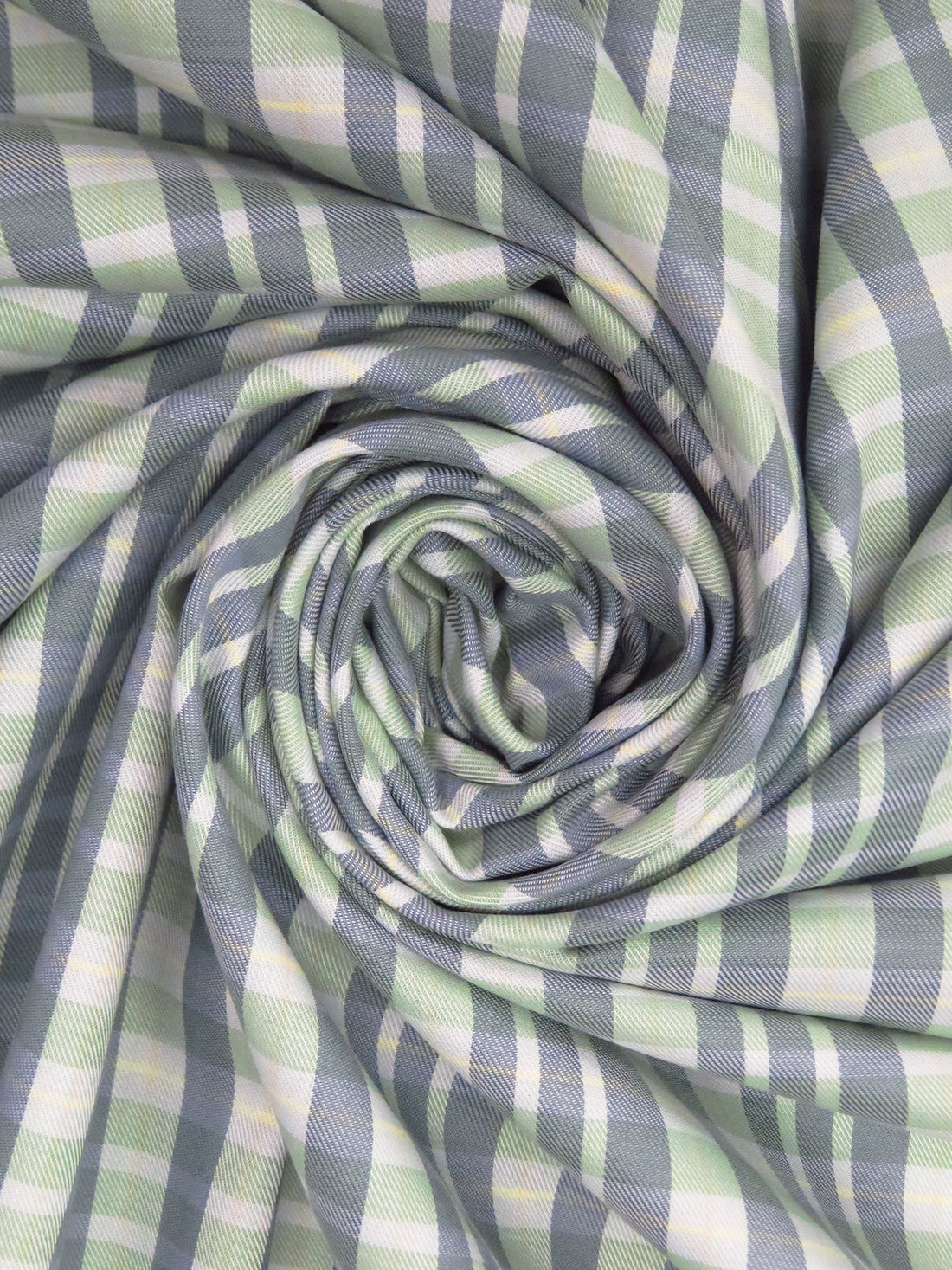 Sage/Flax/Slate Gray/Multi 100% Cotton Yarn-Dyed Plaid Weave Shirting - NY Designer - 56W