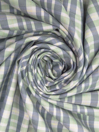 Sage/Flax/Slate Gray/Multi 100% Cotton Yarn-Dyed Plaid Weave Shirting - NY Designer - 56W