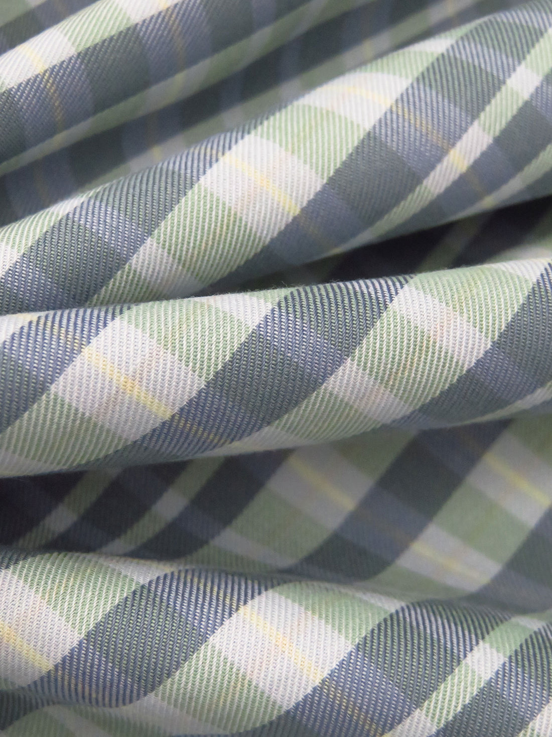 Sage/Flax/Slate Gray/Multi 100% Cotton Yarn-Dyed Plaid Weave Shirting - NY Designer - 56W