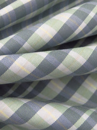 Sage/Flax/Slate Gray/Multi 100% Cotton Yarn-Dyed Plaid Weave Shirting - NY Designer - 56W