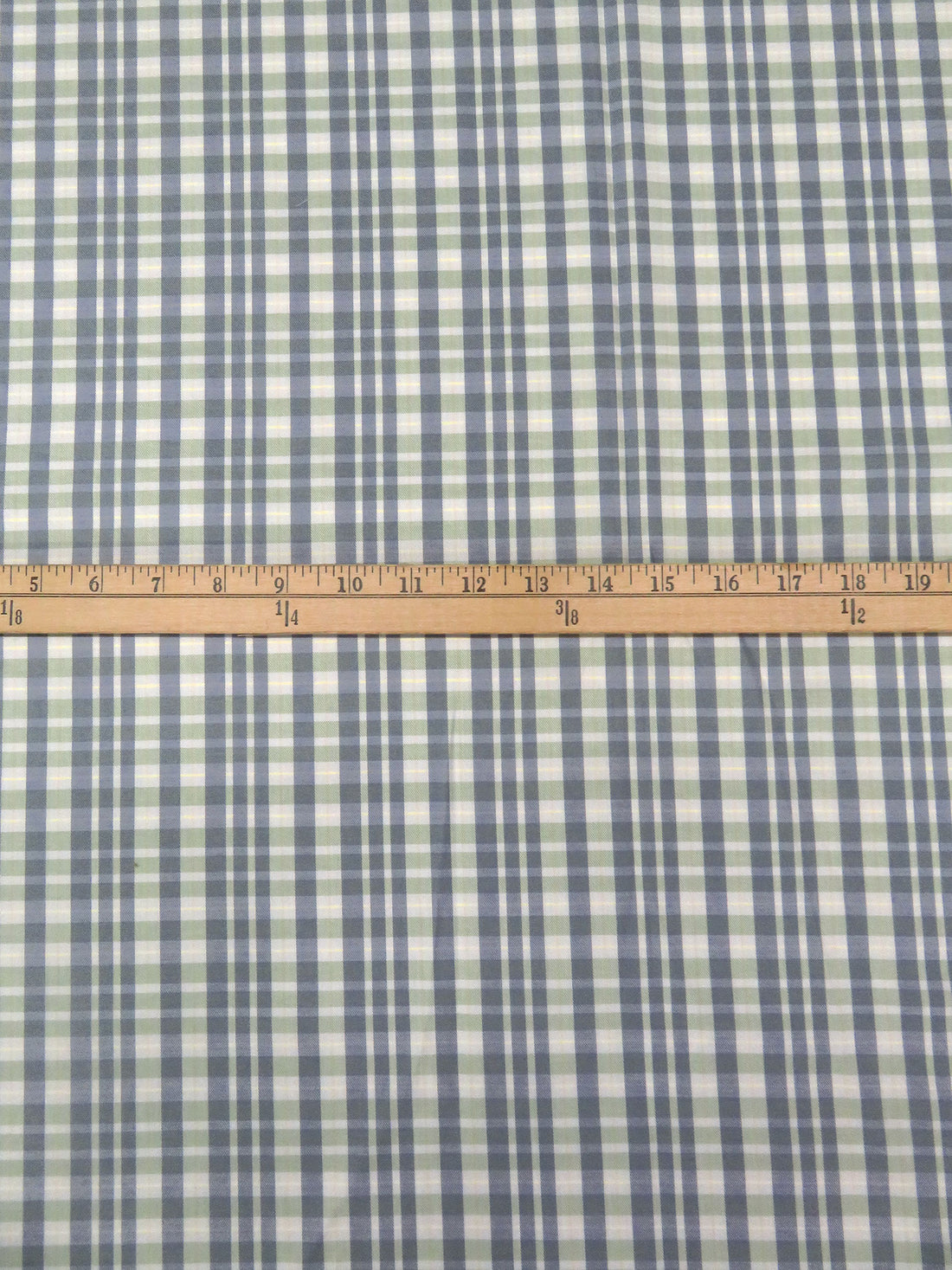 Sage/Flax/Slate Gray/Multi 100% Cotton Yarn-Dyed Plaid Weave Shirting - NY Designer - 56W