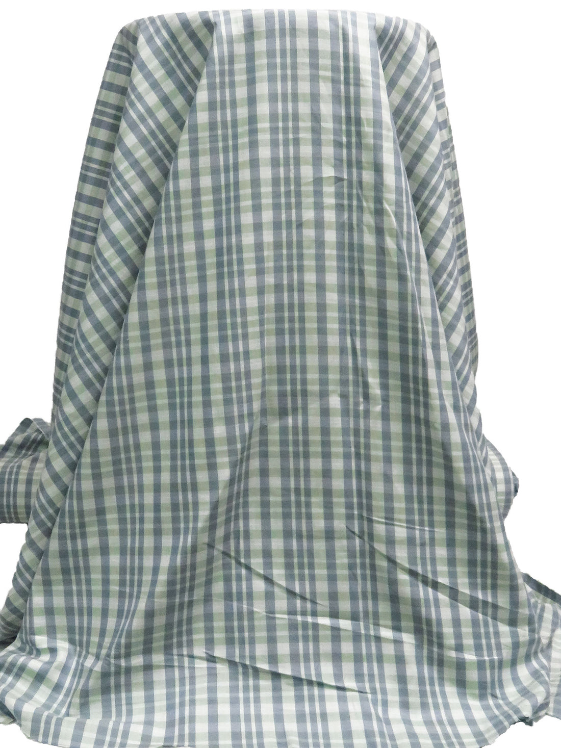 Sage/Flax/Slate Gray/Multi 100% Cotton Yarn-Dyed Plaid Weave Shirting - NY Designer - 56W