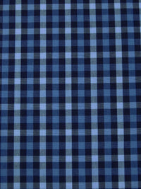 Midnight Navy/Light Vista Blue/Cyan Cobalt 100% Cotton Yarn-Dyed Plaid Weave Shirting - NY Designer - 56W