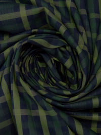 Midnight Navy/Asparagus/Dark Forest Green Cotton/Rayon Yarn-Dyed Plaid Weave Shirting - NY Designer - 54W