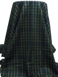 Midnight Navy/Asparagus/Dark Forest Green Cotton/Rayon Yarn-Dyed Plaid Weave Shirting - NY Designer - 54W