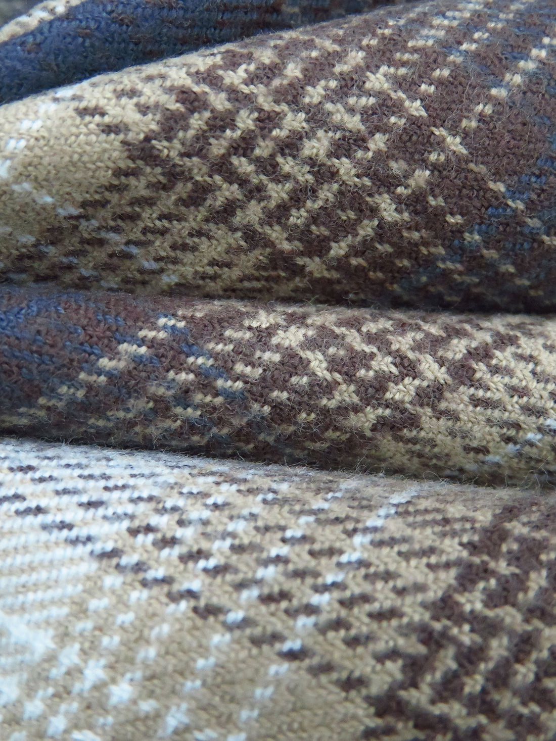 Dark Tan/White/Dark Cerulean/Dark Rose Ebony 100% Cotton Yarn-Dyed Plaid Weave Flannel Shirting - NY Designer - 54W