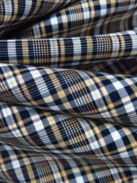 Midnight Navy/White/Mellow Apricot 100% Cotton Yarn-Dyed Plaid Shirting - NY Designer - 54W