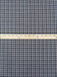 Midnight Navy/White/Mellow Apricot 100% Cotton Yarn-Dyed Plaid Shirting - NY Designer - 54W