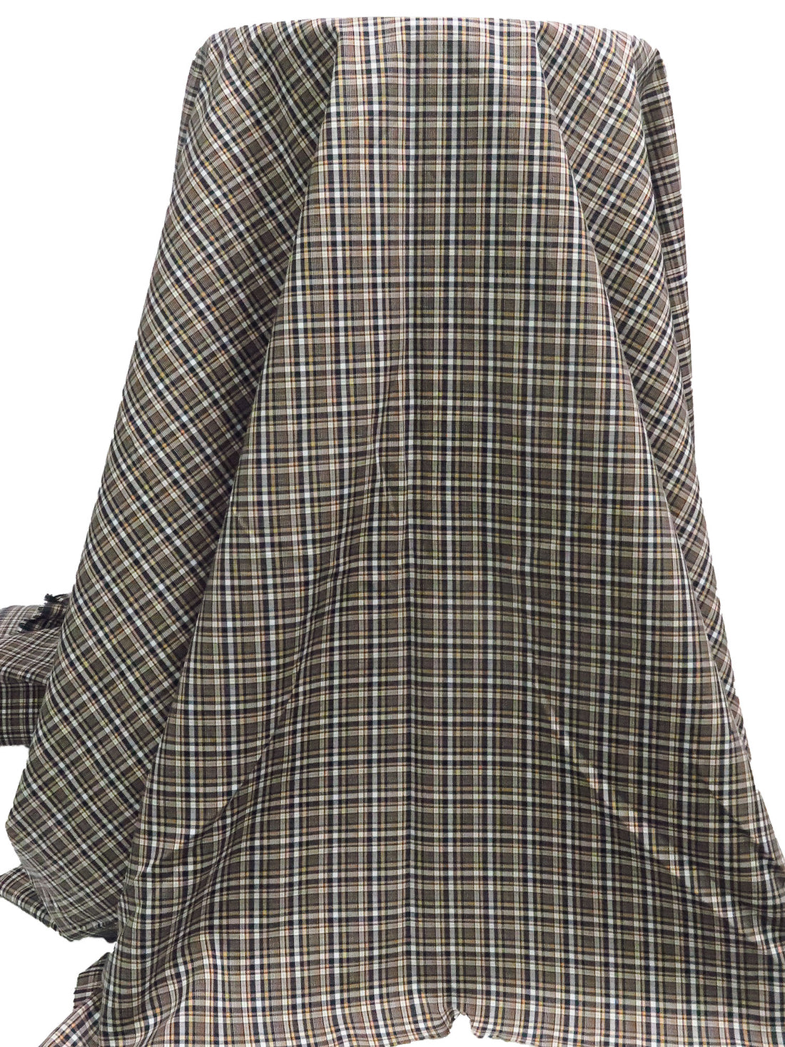 Midnight Navy/White/Mellow Apricot 100% Cotton Yarn-Dyed Plaid Shirting - NY Designer - 54W