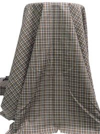 Midnight Navy/White/Mellow Apricot 100% Cotton Yarn-Dyed Plaid Shirting - NY Designer - 54W