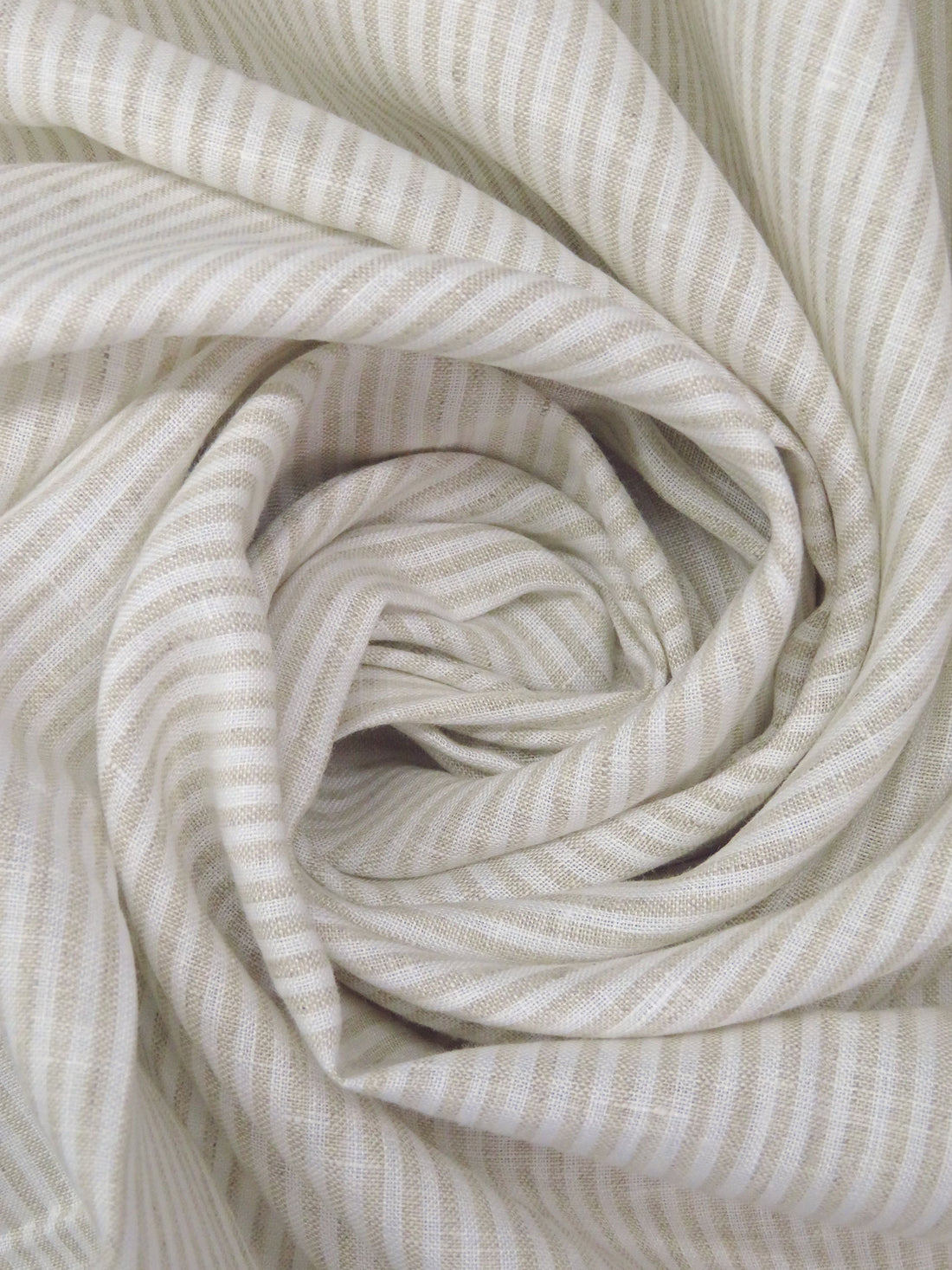 White/Sand 100% Linen Vertical Stripe Weave Shirt Weight Woven - NY Designer - 56W