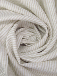 White/Sand 100% Linen Vertical Stripe Weave Shirt Weight Woven - NY Designer - 56W
