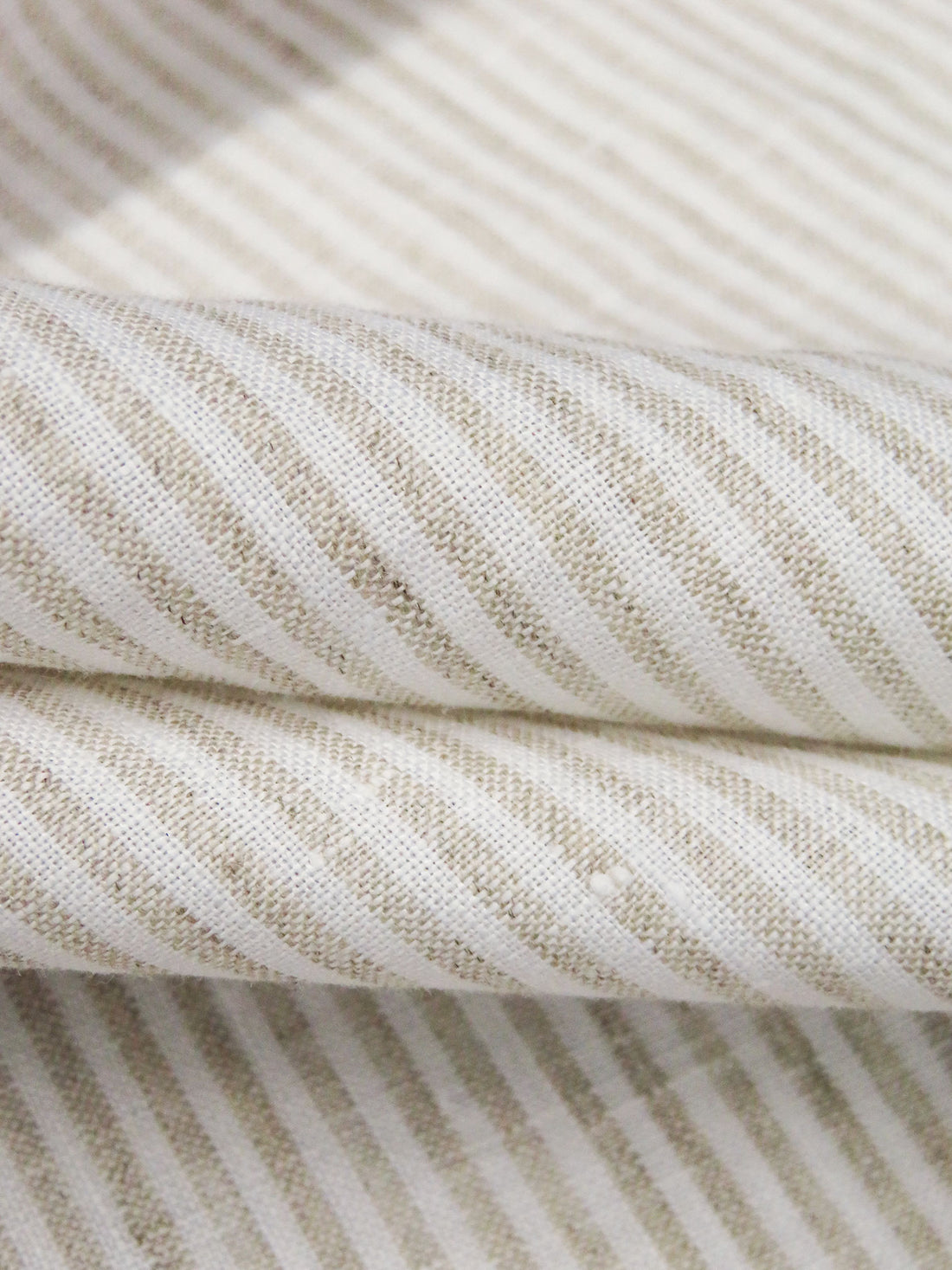 White/Sand 100% Linen Vertical Stripe Weave Shirt Weight Woven - NY Designer - 56W