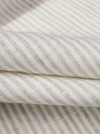 White/Sand 100% Linen Vertical Stripe Weave Shirt Weight Woven - NY Designer - 56W
