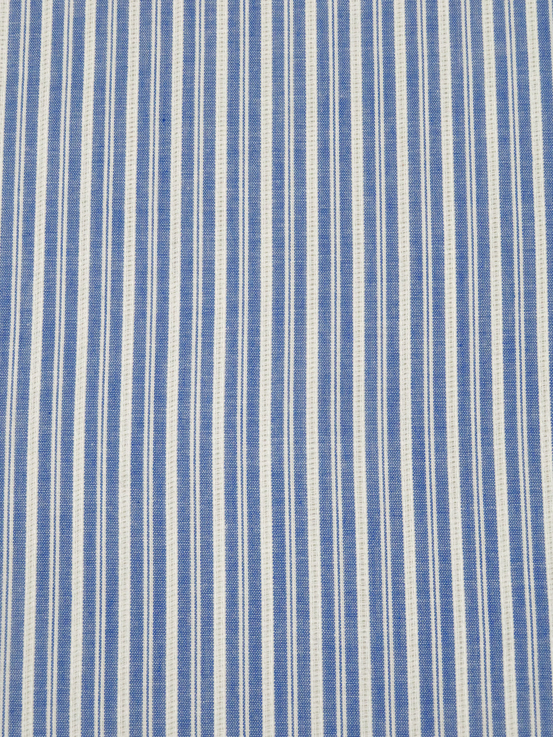 Dark Cornflower/White 100% Cotton Vertical Stripe Open Weave Shirting - NY Designer - 58W