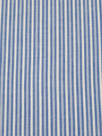 Dark Cornflower/White 100% Cotton Vertical Stripe Open Weave Shirting - NY Designer - 58W