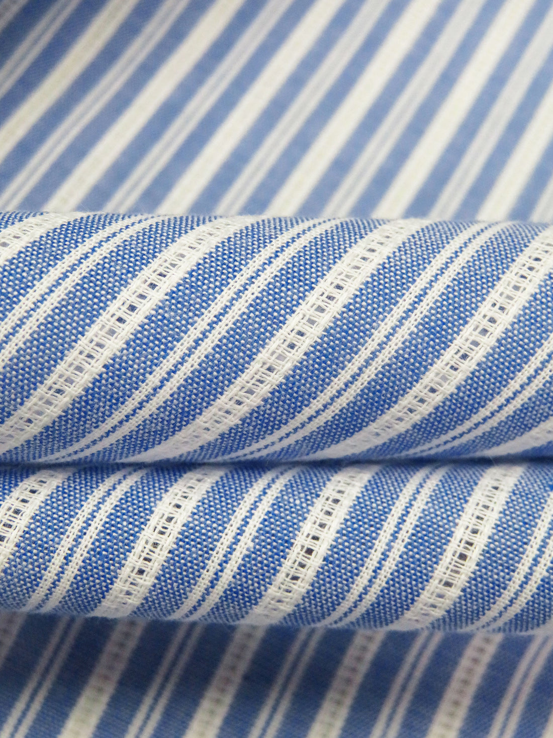 Dark Cornflower/White 100% Cotton Vertical Stripe Open Weave Shirting - NY Designer - 58W
