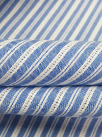 Dark Cornflower/White 100% Cotton Vertical Stripe Open Weave Shirting - NY Designer - 58W