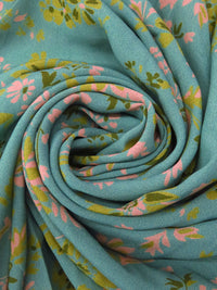 Green Sheen/Melon/Olive/Multi 100% Rayon Floral Print Crepe - NY Designer - 54W