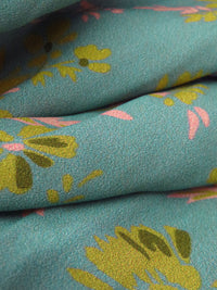 Green Sheen/Melon/Olive/Multi 100% Rayon Floral Print Crepe - NY Designer - 54W