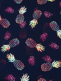 Midnight Navy/Grape/White/Multi 100% Cotton Pineapple Print Lawn - NY Designer - 56W