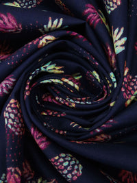 Midnight Navy/Grape/White/Multi 100% Cotton Pineapple Print Lawn - NY Designer - 56W
