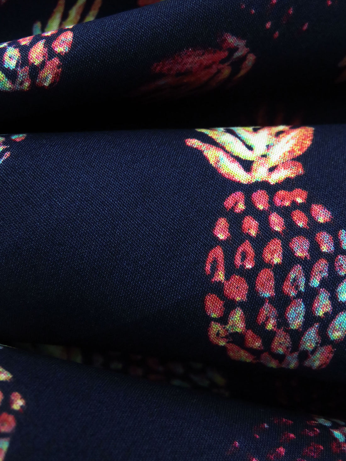Midnight Navy/Grape/White/Multi 100% Cotton Pineapple Print Lawn - NY Designer - 56W