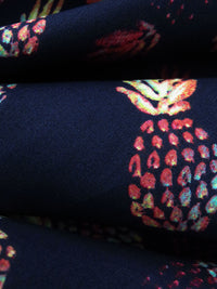 Midnight Navy/Grape/White/Multi 100% Cotton Pineapple Print Lawn - NY Designer - 56W