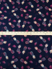 Midnight Navy/Grape/White/Multi 100% Cotton Pineapple Print Lawn - NY Designer - 56W