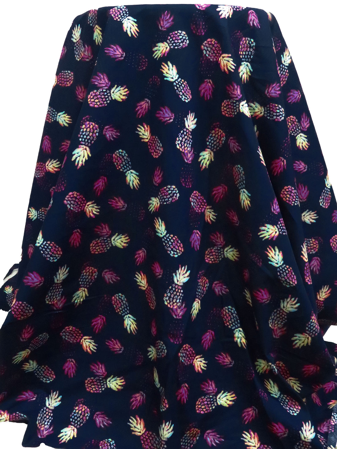 Midnight Navy/Grape/White/Multi 100% Cotton Pineapple Print Lawn - NY Designer - 56W