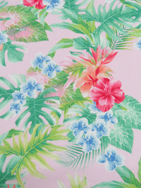 Pale Pink/Mint/Amaranth/Multi 100% Cotton Tropical Floral & Fauna Print Sateen Shirting - NY Designer - 60W