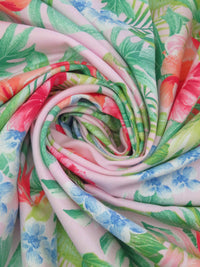 Pale Pink/Mint/Amaranth/Multi 100% Cotton Tropical Floral & Fauna Print Sateen Shirting - NY Designer - 60W