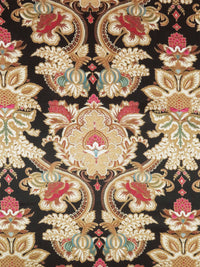 Parchment/Cauldron Black/Dark Sage/Multi Recycled Polyester/Polyester Ornate Damask Print Charmeuse - NY Designer - 56W