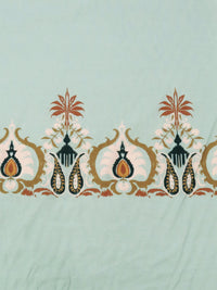 SOLD BY THE PANEL ONLY - Sea Glass Green/Pale Petal Pink/Willow Brown/Multi 100% Rayon Damask Paisley Print Twill Challis - NY Designer - 58W