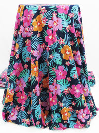 Navy/Orchid Pink/Fruit Punch/Multi 100% Rayon Tropical Floral Print Challis - NY Designer - 58W