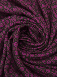 Warm Black/Dark French Plum 100% Rayon Abstract Medallion Print Twill - NY Designer - 60W