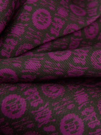 Warm Black/Dark French Plum 100% Rayon Abstract Medallion Print Twill - NY Designer - 60W