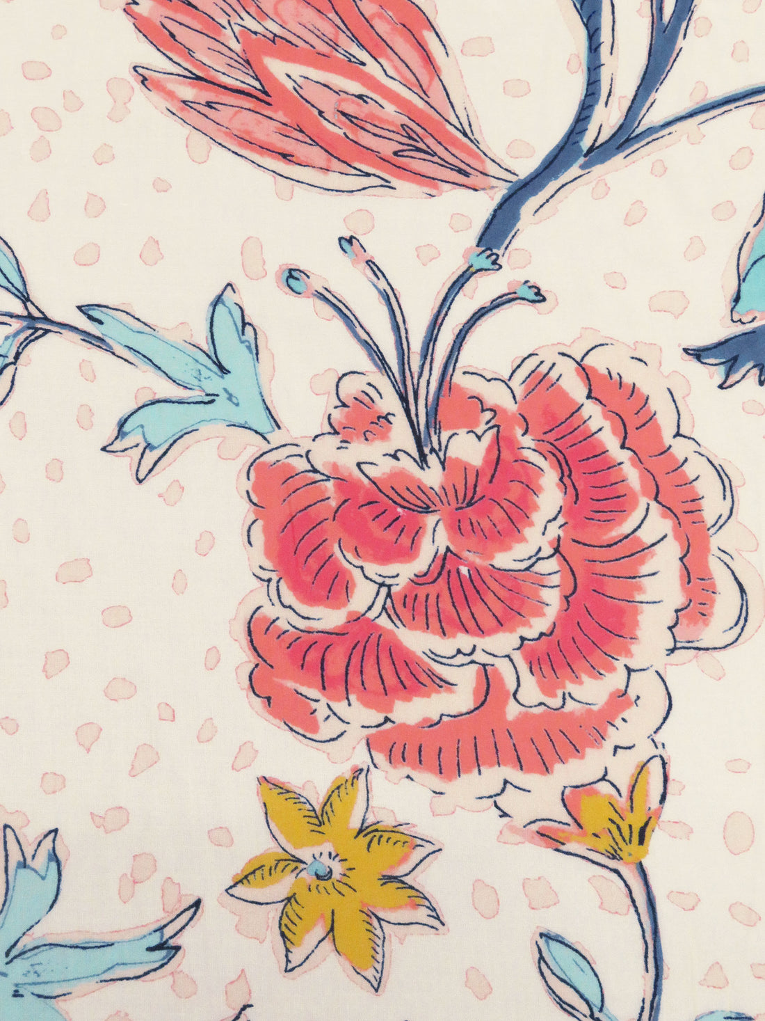 Light Salmon/Cream/Goldenrod/Multi Rayon/Tencel Large Floral Abstract Print Voile - NY Designer - 56W