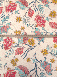 Light Salmon/Cream/Goldenrod/Multi Rayon/Tencel Large Floral Abstract Print Voile - NY Designer - 56W