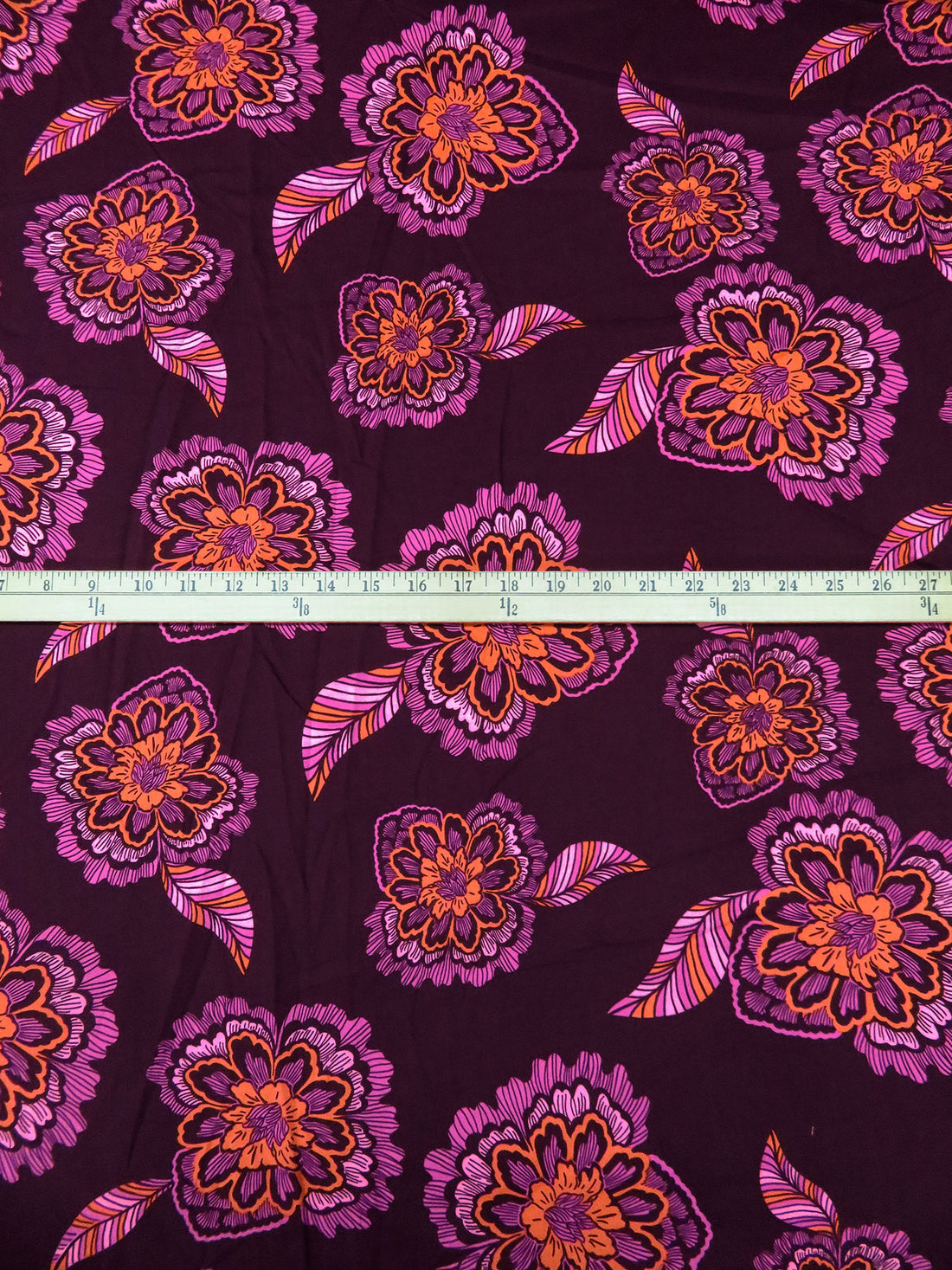 Cured Eggplant/French Pink/Vivid Orange/Multi 100% Cotton Large Abstract Floral Print Lawn - NY Designer - 56W